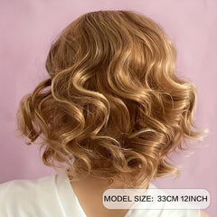 Short Bob Wavy Hair Wigs Bouncy Fluffy Hair Replacement Wigs for Women