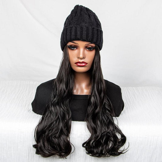 Wavy Curly Hair Extensions Beanie Hat Wig for Women