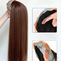 Colorful Headband Wig Long Straight Hair High Top U Shape Half Cover