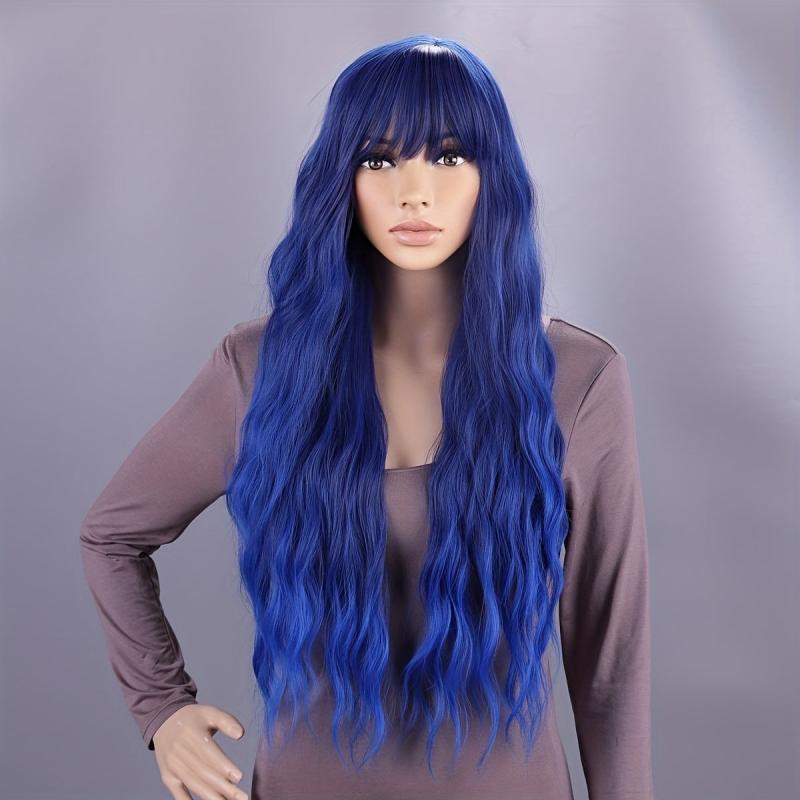 12 Cm Purple Curly Wig with Bangs - Halloween Costume Wig