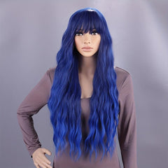 12 Cm Purple Curly Wig with Bangs - Halloween Costume Wig