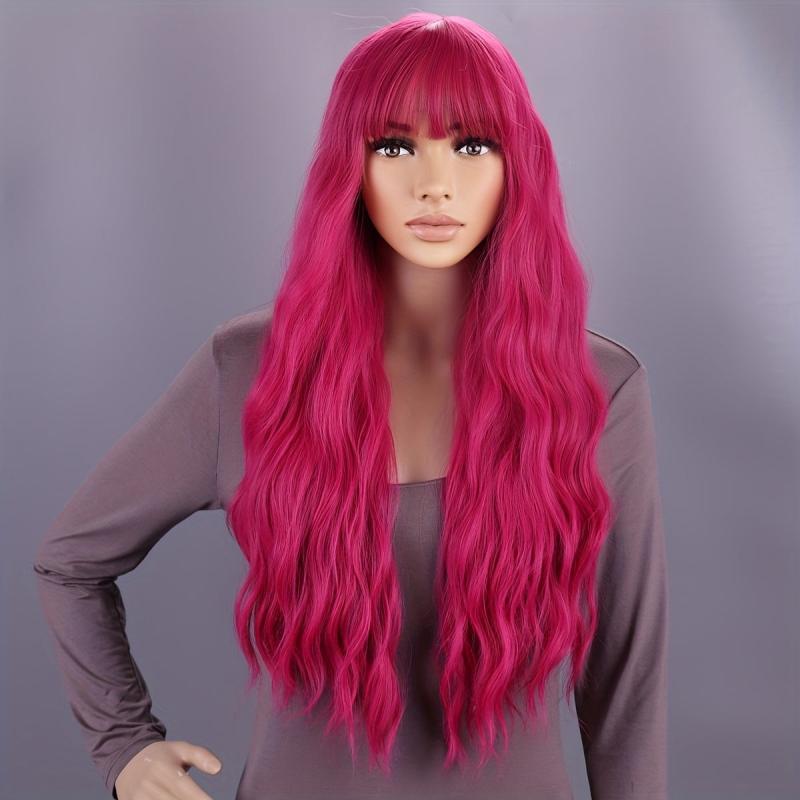 12 Cm Purple Curly Wig with Bangs - Halloween Costume Wig