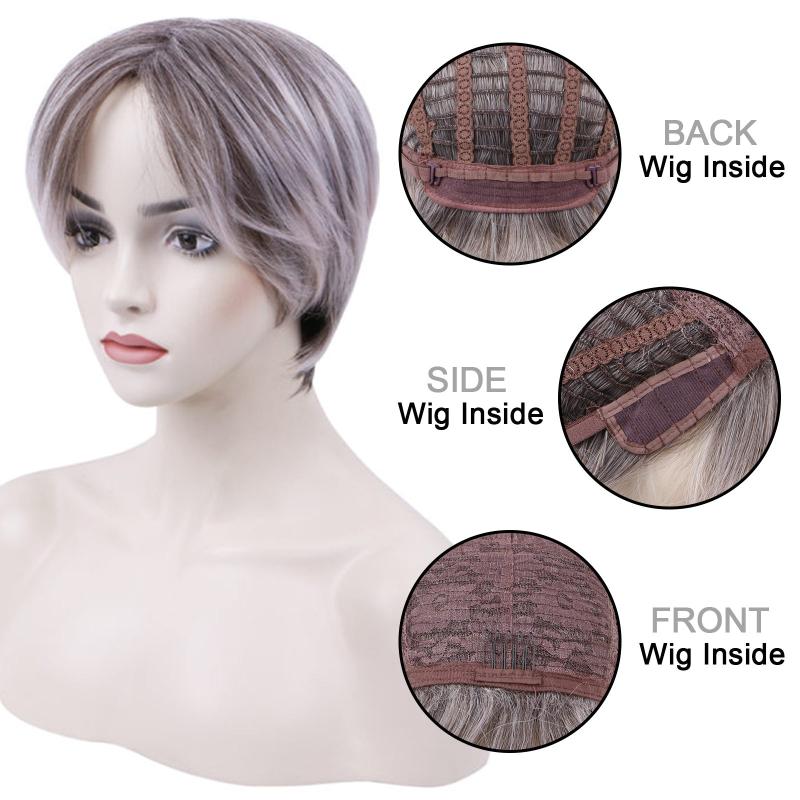 Auburn Pixie Cut Wig with Fringe Natural Straight Synthetic for Daily Use