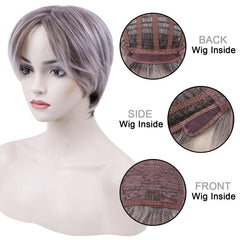 Auburn Pixie Cut Wig with Fringe Natural Straight Synthetic for Daily Use