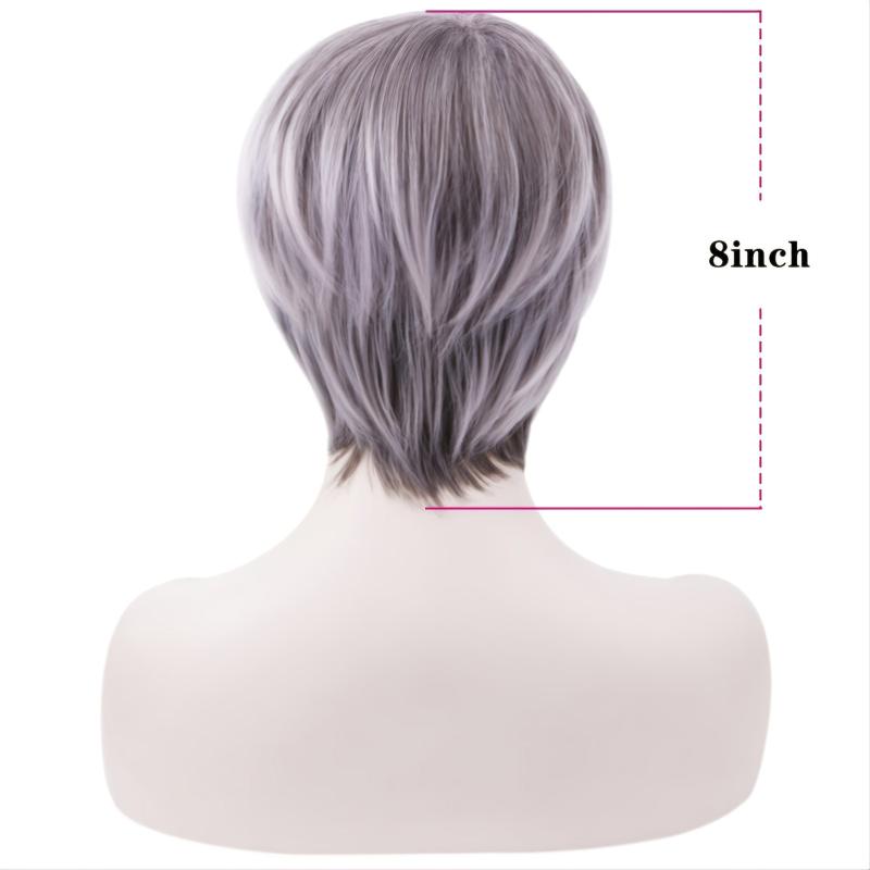 Auburn Pixie Cut Wig with Fringe Natural Straight Synthetic for Daily Use