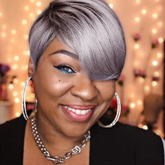 Auburn Pixie Cut Wig with Fringe Natural Straight Synthetic for Daily Use