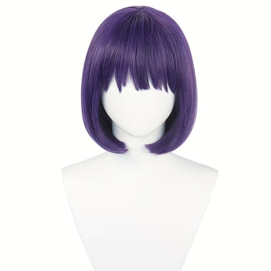Purple Anime Cosplay Wig Short Bob with Bangs for Halloween Christmas
