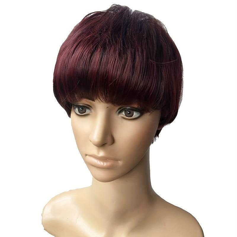 10 16 Cm Mixed Short Pixie Cut Wigs With Bangs Synthetic Fiber Hair Replacement