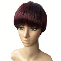 10 16 Cm Mixed Short Pixie Cut Wigs With Bangs Synthetic Fiber Hair Replacement