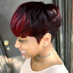 10 16 Cm Mixed Short Pixie Cut Wigs With Bangs Synthetic Fiber Hair Replacement