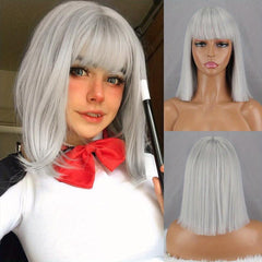 Short Straight Shoulder Length Haircut with Bangs