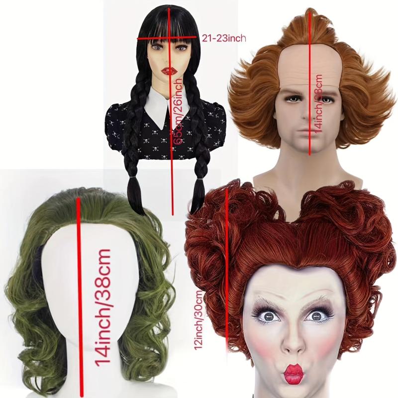 Curly Wavy Cosplay Wig Synthetic Hair Replacement for Anime Halloween Party
