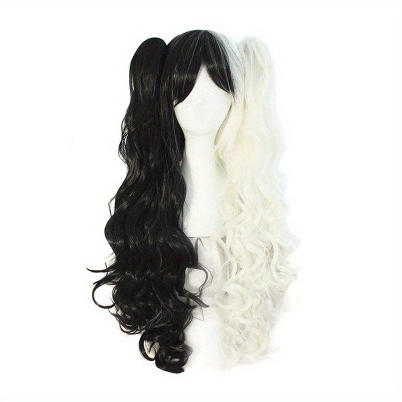 Two Tone Gemini Hair Long Curly Double Ponytail Synthetic Wig For Halloween