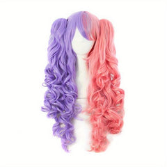 Two Tone Gemini Hair Long Curly Double Ponytail Synthetic Wig For Halloween