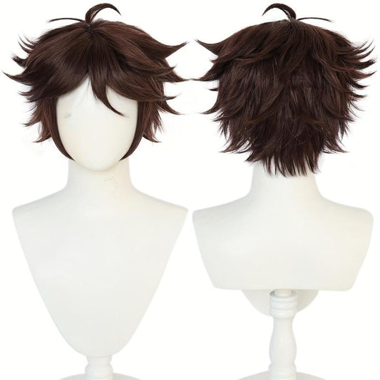 Brown Straight Synthetic Anime Cosplay Wig For Halloween Christmas Party