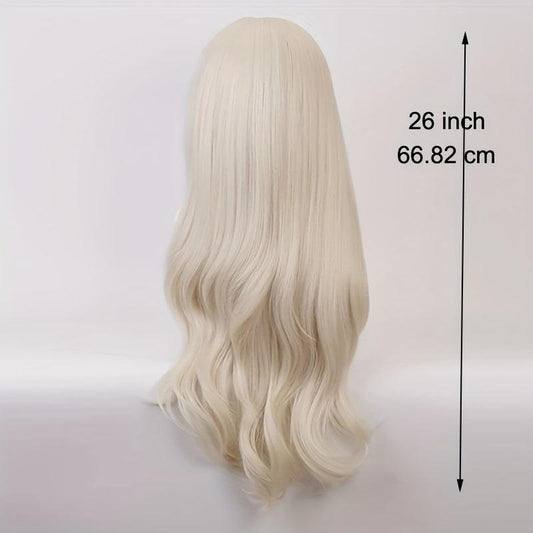 Long Wavy Beige Princess Wig Halloween Costume Party Synthetic Wigs