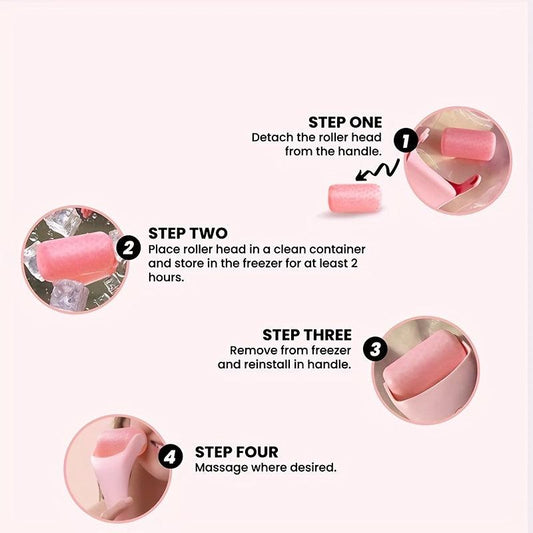 Pink Ice Roller for Face Massage Reduce Puffiness Tighten Skin