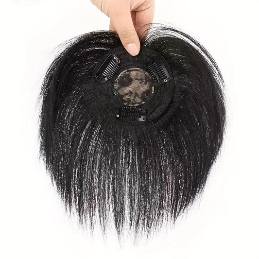 Human Hair Clip In Hair Extensions Natural Looking Topper With Hair Bangs