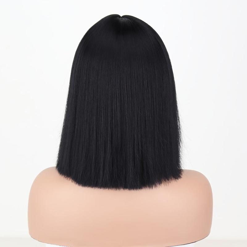 Straight Bob Hair Wigs With Bangs Synthetic Shoulder Length Hair Wigs