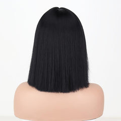 Straight Bob Hair Wigs With Bangs Synthetic Shoulder Length Hair Wigs