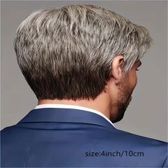 Men's Synthetic Gray Short Wig with Bangs
