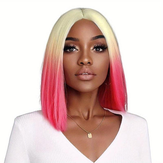 Blonde Ombre Orange Short Straight Hair Wigs Short Bob Cut Wigs For Women
