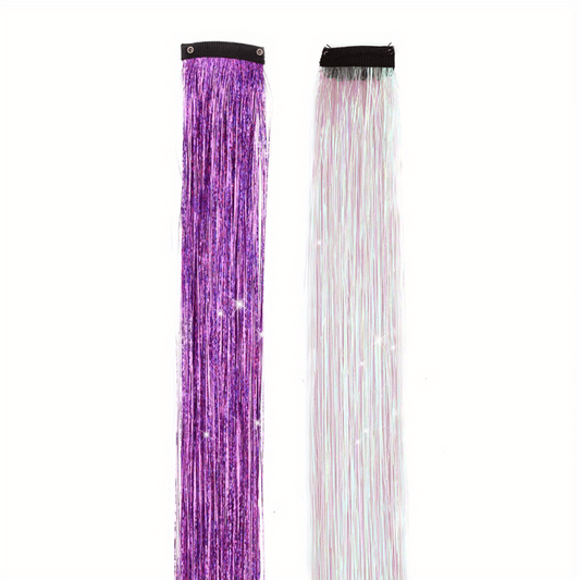 2pcs Y2K Tinsel Hair Extension 10 Colors Glitter Rainbow Synthetic Hair