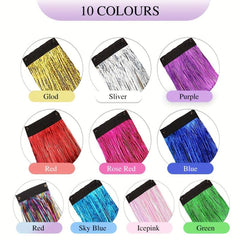 2pcs Y2K Tinsel Hair Extension 10 Colors Glitter Rainbow Synthetic Hair