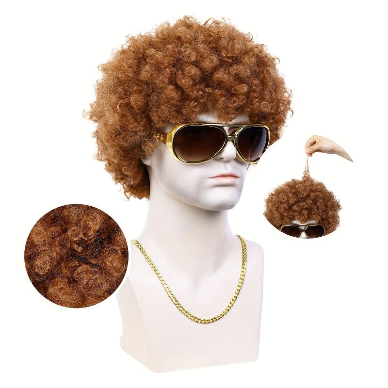 Brown Afro Kinky Curly Hair Wigs For Men
