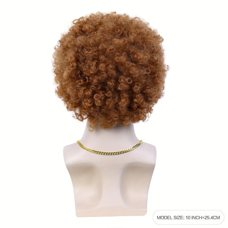 Brown Afro Kinky Curly Hair Wigs For Men