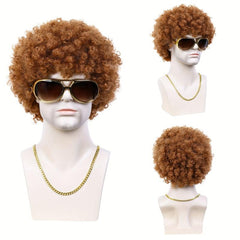 Brown Afro Kinky Curly Hair Wigs For Men