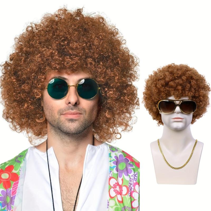 Brown Afro Kinky Curly Hair Wigs For Men
