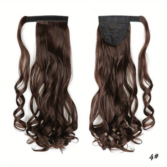 Curly Hair Extension Wrap Around Long Hairpiece Ash Blonde Ginger Brown