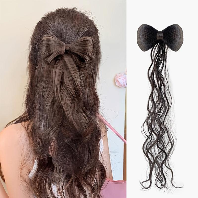 Wavy Hairpiece Bowknot Half tie Ponytail Wig