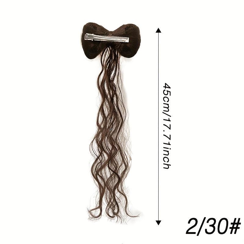 Wavy Hairpiece Bowknot Half tie Ponytail Wig