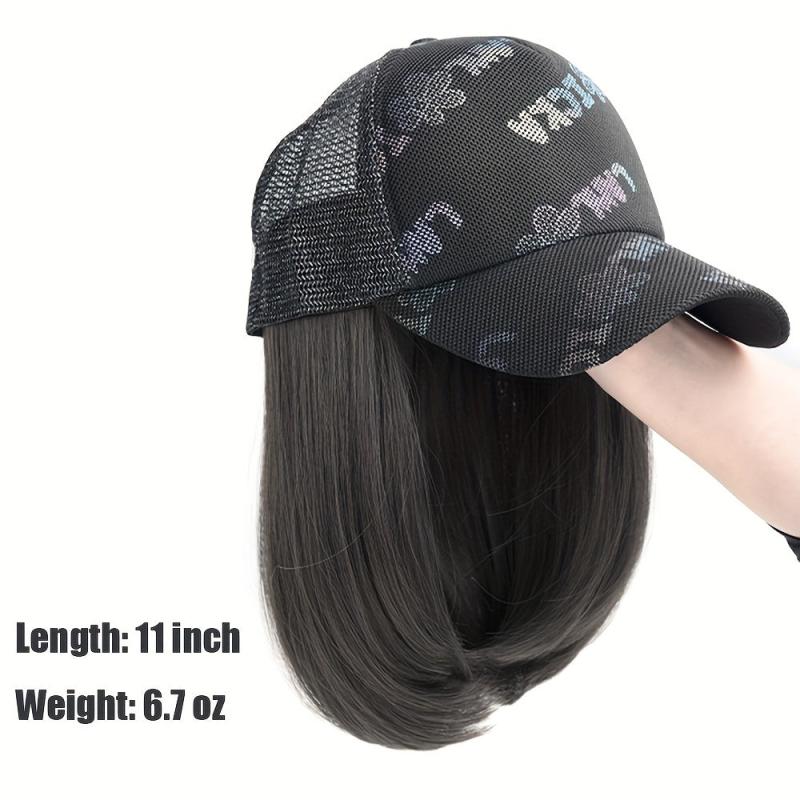 Short Hair Wigs With Peaked Cap Hat For Women - Synthetic Hair - Daily Use