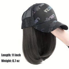 Short Hair Wigs With Peaked Cap Hat For Women - Synthetic Hair - Daily Use
