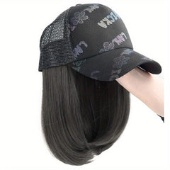 Short Hair Wigs With Peaked Cap Hat For Women - Synthetic Hair - Daily Use