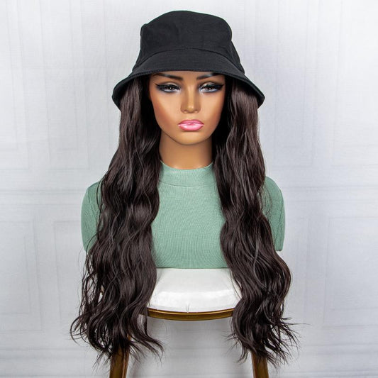 Long Wavy Synthetic Hair Wigs With Fisherman Hat