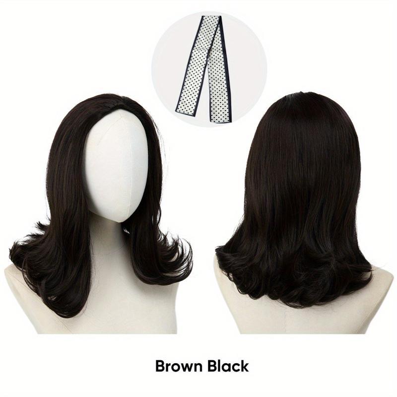 Half Wig Synthetic None Lace Heat Resistant Wig For Women 180 Density
