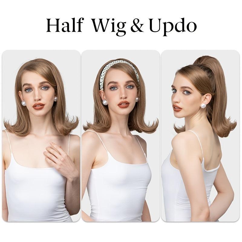 Half Wig Synthetic None Lace Heat Resistant Wig For Women 180 Density
