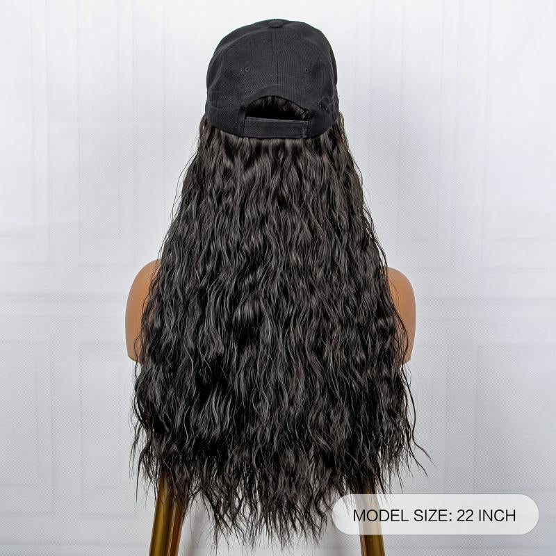 Baseball Cap With Long Wavy Hair Wig Attached
