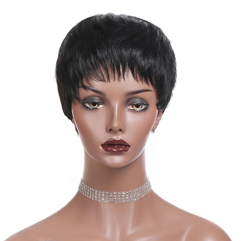 Short Pixie Cut Human Hair Wigs Non Lace Front Wigs