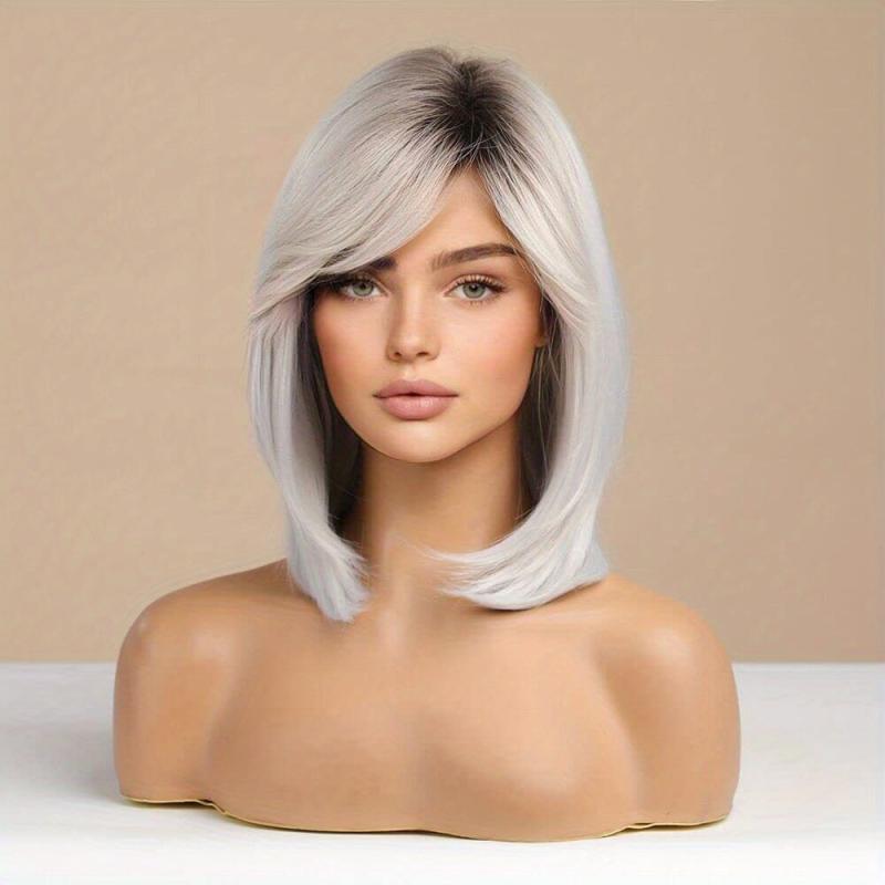Blonde Brown Short Bob Wigs Curly Wavy Hair Wig Heat Resistant Synthetic Natural