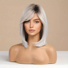 Blonde Brown Short Bob Wigs Curly Wavy Hair Wig Heat Resistant Synthetic Natural
