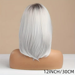 Blonde Brown Short Bob Wigs Curly Wavy Hair Wig Heat Resistant Synthetic Natural