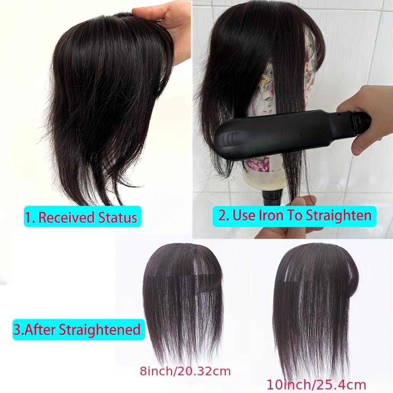 Human Hair Topper With Bangs Clip In Overhead Bangs Natural Hair Fringe