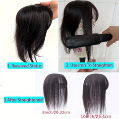 Human Hair Topper With Bangs Clip In Overhead Bangs Natural Hair Fringe