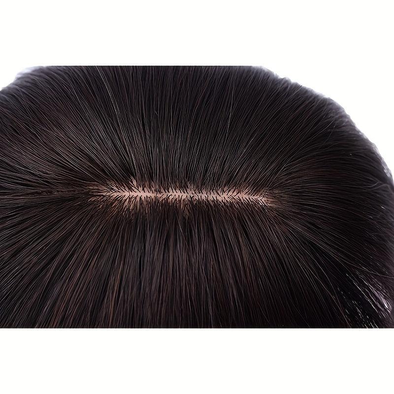 Human Hair Topper With Bangs Clip In Overhead Bangs Natural Hair Fringe