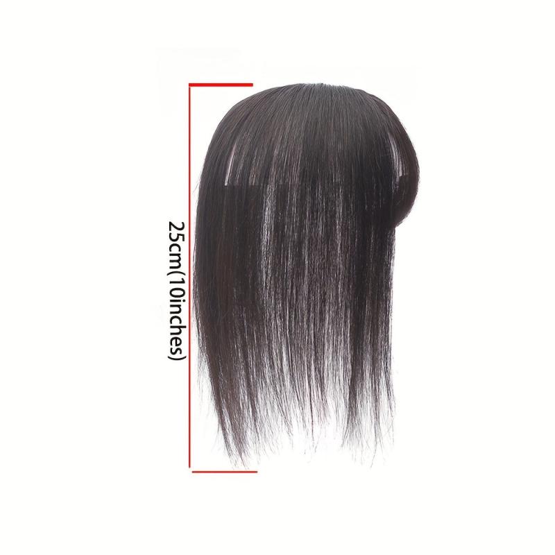Human Hair Topper With Bangs Clip In Overhead Bangs Natural Hair Fringe
